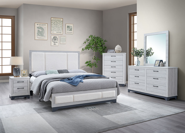 Jouri white wash with 6 pc Bedroom Set