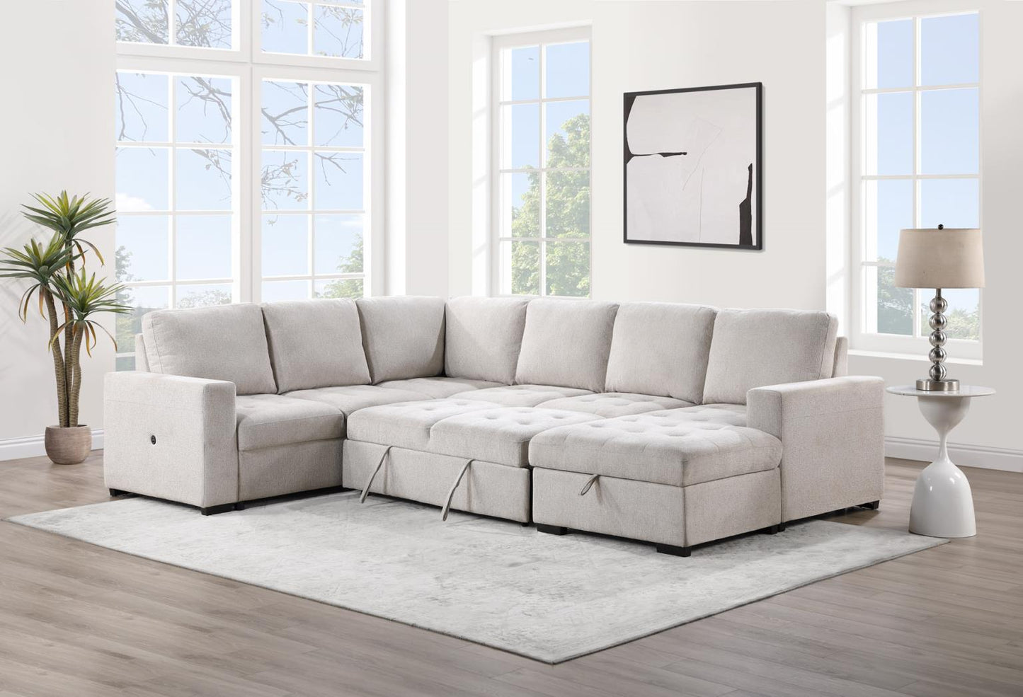 Lary Beige sleeper sectional