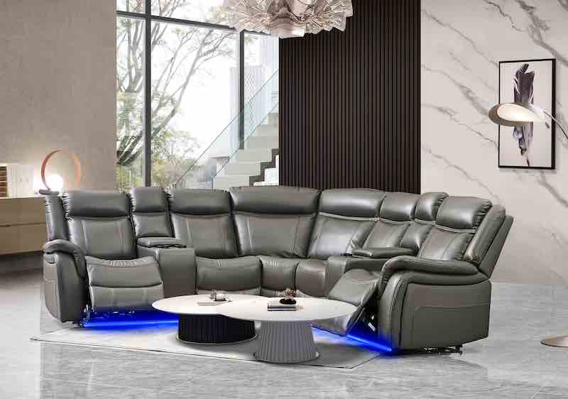 Jay Grey 3pc- Sectional Power Recliner w/ Led Light