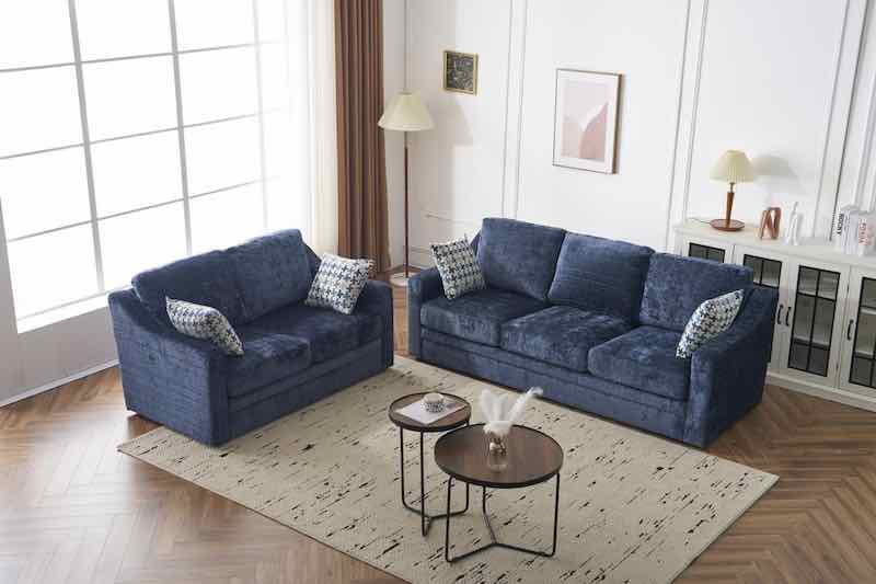 Flyn Navy blue Sofa and loveseat bundle