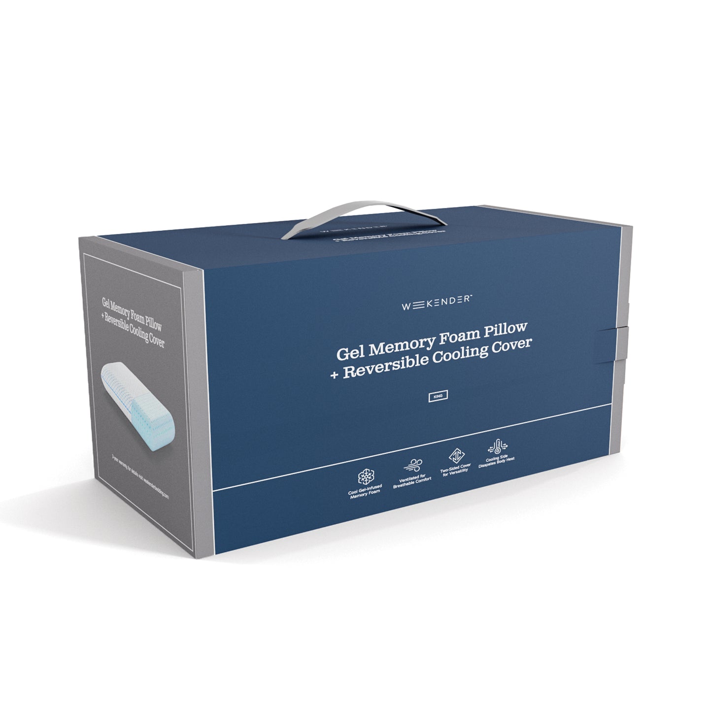 WEEKENDER PRODUCTS GEL MEMORY FOAM PILLOW + REVERSIBLE COOLING COVER Queen size