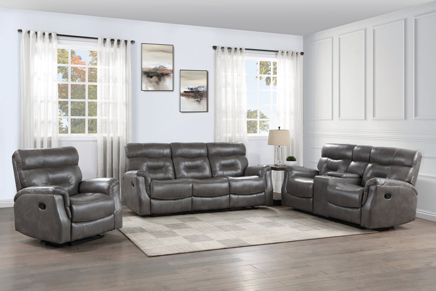 Andres Grey 2pc Recliner living room set.