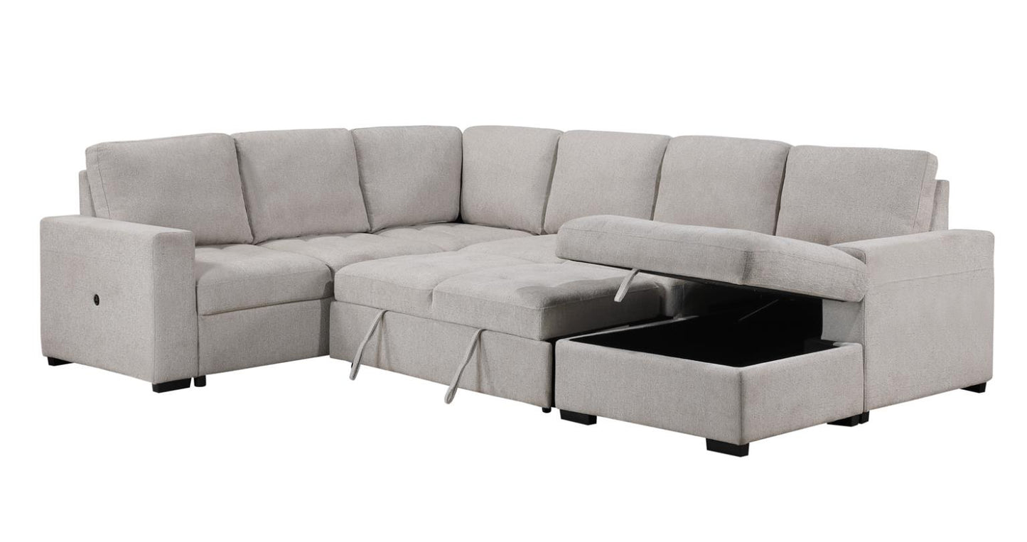 Larry Beige sleeper sectional sofa