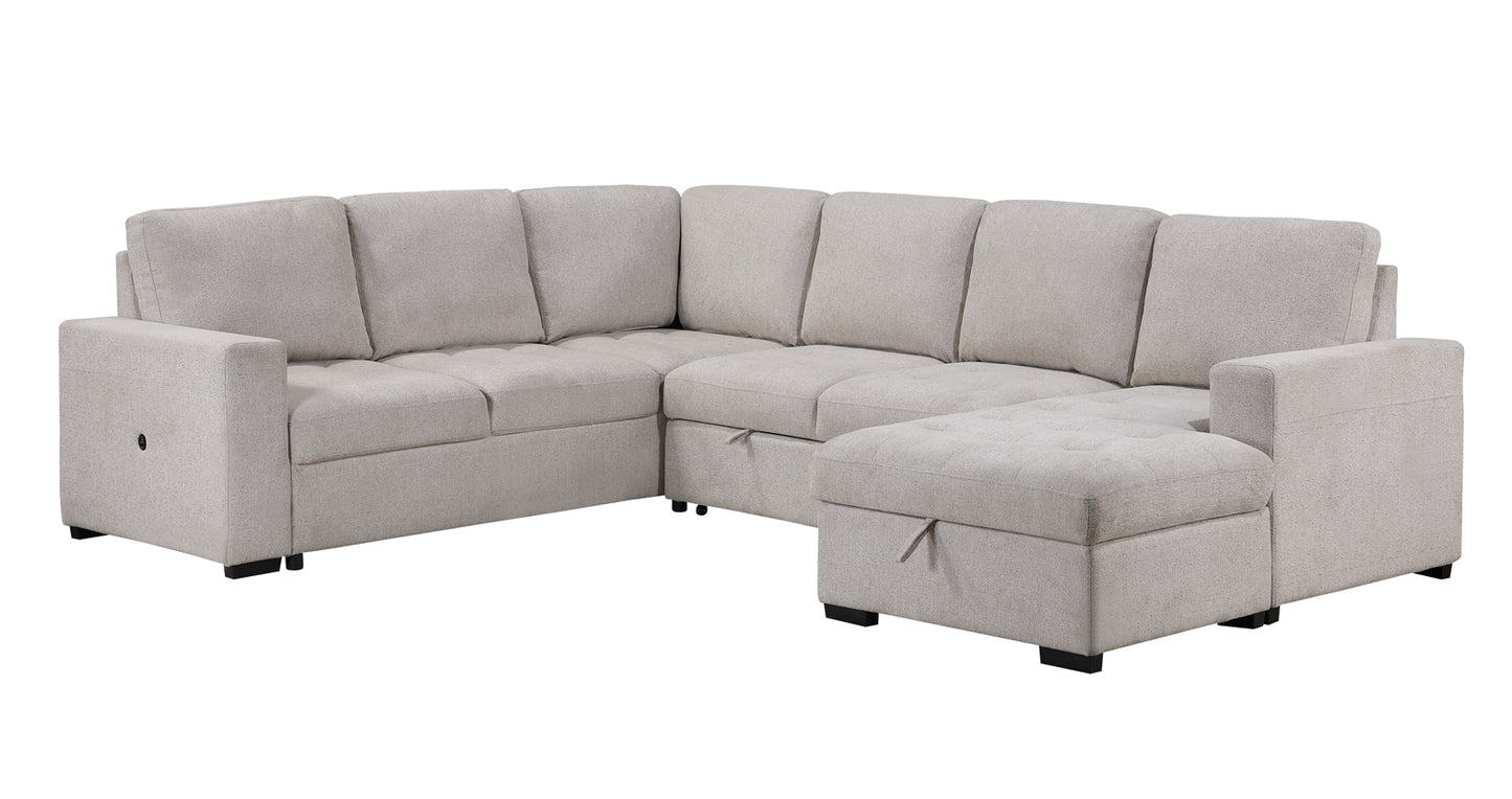 Larry Beige sleeper sectional sofa