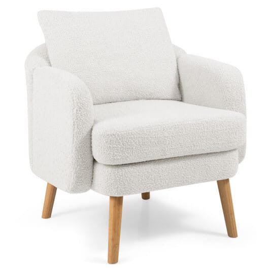 Sherpa Accent Chair Modern Living Room Chair with Seat Cushion-Grey