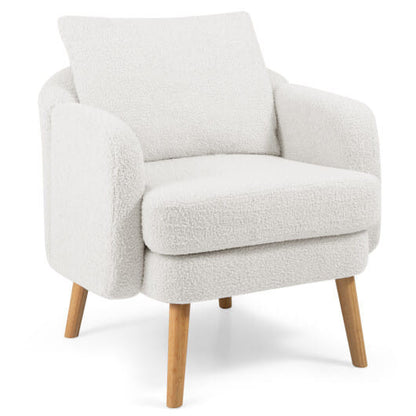 Sherpa Accent Chair Modern Living Room Chair with Seat Cushion-Grey