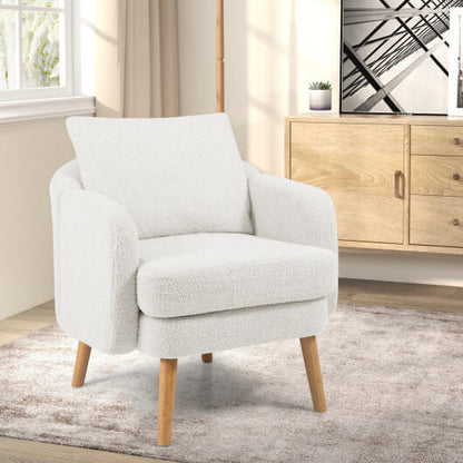 Sherpa Accent Chair Modern Living Room Chair with Seat Cushion-Grey