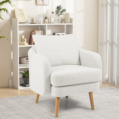 Sherpa Accent Chair Modern Living Room Chair with Seat Cushion-Grey