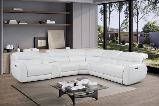 Marco white 6pc power recliner sectional