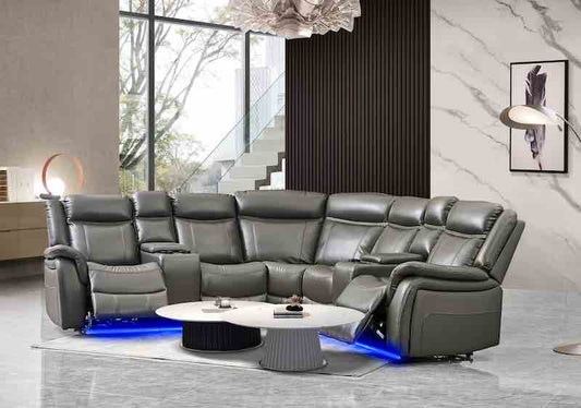 Jay Grey 3pc- Sectional Power Recliner w/ Led Light