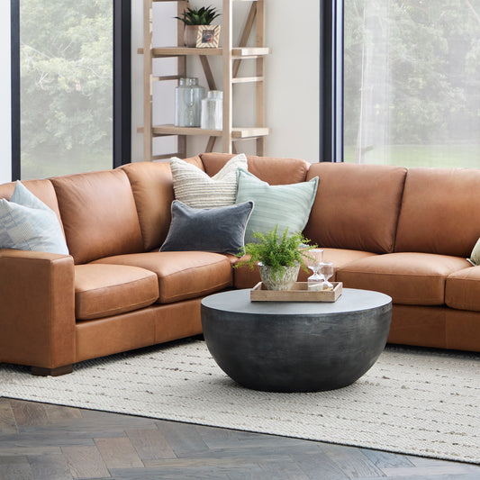 Tolland Italian Leather L Shaped Sectional