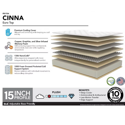 American Bedding Cinna  15" Ultra Plush Euro Top